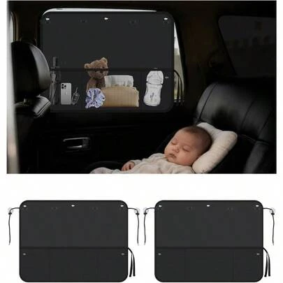 Car Window Shutters2 cortinas para ventana de coche 27.24 x 19.69 pulgadas para ventana lateral con 7 ventosas persianas plegables para coches para parasol y protección de privacidadCar Window Shutters