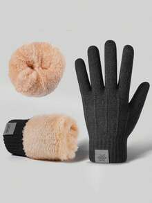 1 Pair Winter Warm Men's Knitted Gloves With Velvet Thickened Wool Knitted Cycling Warm Gloves Winter Cold Proof Women's Touchscreen Gloves With Velvet Thickened Inner Warmth Knitted Gloves Fabric Soft Skin Friendly Cycling Warm Knitted Gloves Windproof And Cold Proof Knitted Wool Gloves With Velvet Thickened Inner Warmth Snow Gloves