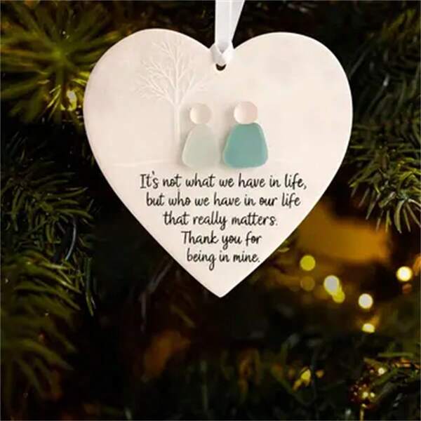 2D Acrylic Friendship Hanging Ornament - Elegant Cursive Font With Best Friend Design, With Hanging Loop, Transparent Heart Shape With White Center And Engraving Option, Suitable For Christmas, Valentine's Day, Wedding, Birthday, New Year Decoration - Durable Best Friend Gift, Eternal Friendship Memento, Suitable For Tree Or Tabletop Display, Multipurpose Holiday Decor, Fits Any Occasion