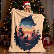 Wolf Dog - Spirit Of The Mountain Dog Fleece Blanket Soft Cozy Twin Blanket, Fuzzy Flannel Blanket For Bed, Sofa, Couch, Travel, Camping - 白色 - 查看 1