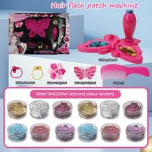 一套蝴蝶亮片发饰套装 - 自粘亮片发贴，带收纳盒，彩色塑料亮片，易于使用，生日和圣诞节礼物，派对装饰，日常造型