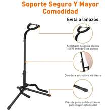 Soporte de guitarra, plegable y de altura ajustable para guitarras acústicas, eléctricas, bajos y banjos. Capacidad de carga: 9 kg. Soporte ajustable para guitarras eléctricas, clásicas y bajos. Accesorios: plegable, color negro. - Negro - Ver 6