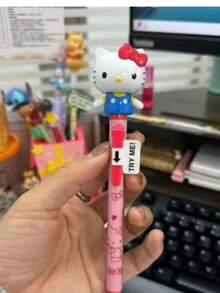 Sanrio Hello Kitty Cute Plush Doll Push-Button Pen, Movable Arms Ballpoint Pen, Cartoon Pen, Great Gift