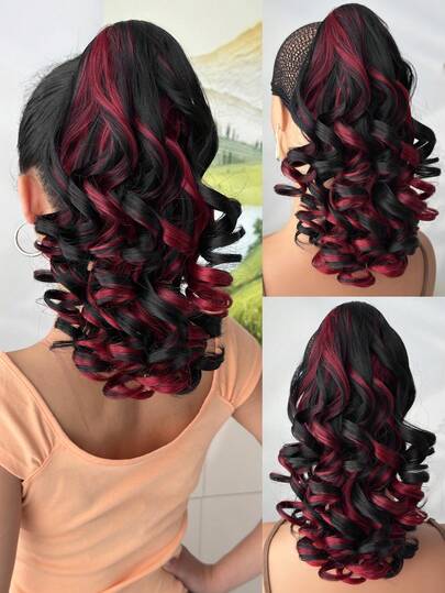 Acessório de cabelo Extensão de rabo de cavalo com formato de garra, com fibra sintética resistente ao calor de onda profunda de 12 polegadas em cores variadas, adequado para festas de Natal, Halloween e uso diário de mulheres.