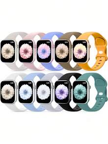 10條裝柔軟矽膠運動錶帶適用於Apple Watch 38mm 40mm 41mm 42mm 44mm 45mm 46mm 49mm，相容Series 10 SE 9 8 7 6 5 4 3 Ultra，中性時尚健身禮品組 - 多色3 - 查看 5