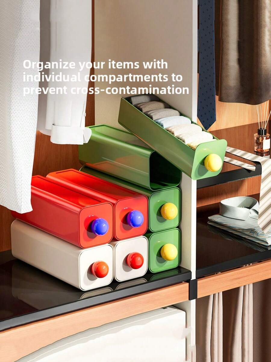 1pc Dopamine Desktop Storage Box, Bedroom Underwear And Socks Storage Wonder, Dormitory Bathroom Wall-Mounted Box, Available In Multiple Colors - Multicolor - View 1