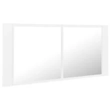 vidaXL LED-Bad-Spiegelschrank Weiß 100x12x45 Cm Acryl - Bianco - Visualizzare 3