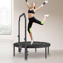 Foldable Mini Trampoline, 40 Inch Fitness Rebounder, Max Load 330lbs Exercise Trampoline, Stable & Quiet Trampoline With 4 Level Height Adjustable Foam Handle, For Adults Indoor/Garden Workout - Black - View 9