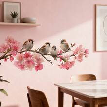 1/2pcs Spring Little Bird Branch Bird's Nest Wall Stickers,Cartoon Cute Green Leaf Waterproof Vinyl Wall Contact Paper Pvc For Living Room Bedroom And Dining Room Wall Decor, Bathroom Decor And Accessories, Housewarming Gifts For Friends And Family Home Decor - Multicolor - View 10