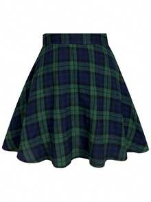 Keke Bloomly New Arrival Autumn/Spring British Style Plaid Mini Skirt, Fashion Minimalist Elegant Versatile Women's Short Skirt, Perfect For Holidays, Commuting, Dates, Gatherings, Casual Outings, School Events, Festivals, Parties And Other Occasions. High-Waisted A-Line Skirt Showcases Elegance And Sophistication, Ideal For Women's Valentine's Day
