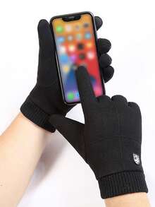 1 par de luvas de inverno quentes para homem, feitas de veludo alemão grosso e resistente ao toque, ideais para ciclismo ao ar livre, à prova de vento e frio. Confeccionadas em fibra de poliéster, são adequadas tanto para homens quanto para mulheres. Luvas de neve.