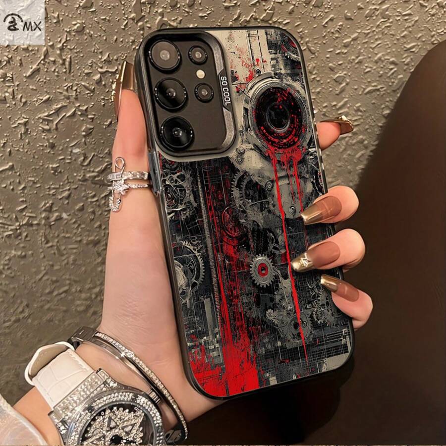 Carcasa especial para teléfono con engranaje mecánico y pintura roja, adecuada para Galaxy S25ULTRA, S24PLUS, S23FE, S21PRO, S22, S20+, A03S, A05S, A14, A31, A53, A34, A10, A04E, M04, A33, A35, A55, A72, A71, A70, A22, A16, A06, A20S, A54, resistente a la suciedad, a la moda, colorida, plateada IMD - Colores mixtos - Ver 1
