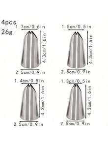 4pcs Butterfly Piping Nozzles, Medium Leaf & Lily Cream Icing Piping Tips, Cake Decorating Tools - Silver - View 11
