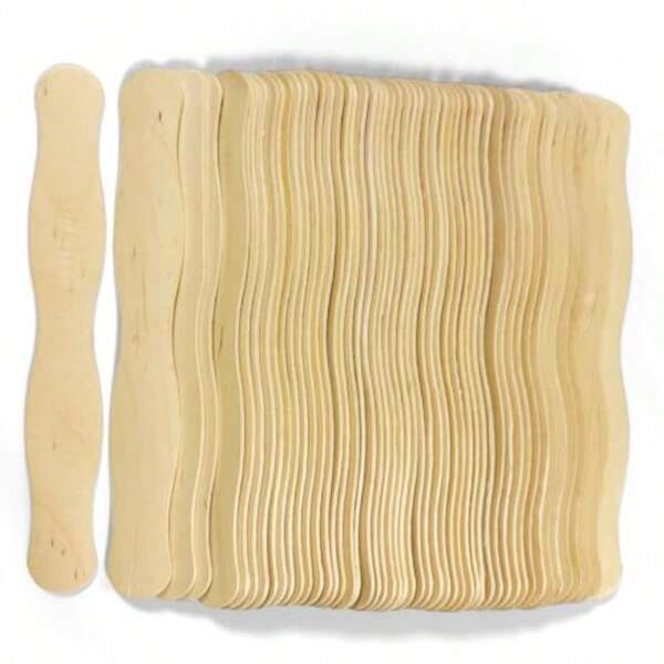 Craft Sticks 50 PCS Natural Wavy Wood Sticks For Crafts Wedding DIY Crafting Painting 20 X 2.6 Cm 7.87 X 1.02 In