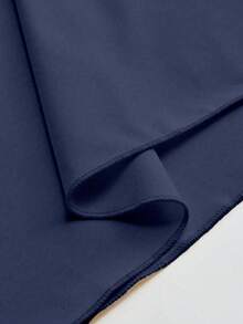 Vela Rue Solid Color Pleated Flared Skirt, Casual Elegant For Work, Dating, All Seasons Spring - Navy Blue - View 3