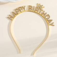 شريط رأس من سبيكة الزنك بعبارة "عيد ميلاد سعيد" للنساء - الذهبي - مشاهدة 6