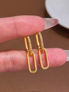 一对优雅的锆石水滴形回形针耳环，925纯银首饰，精致耳环，精美首饰礼品，适合女孩日常、约会、舞会和其他场合佩戴。 - 款式3 - 查看 6