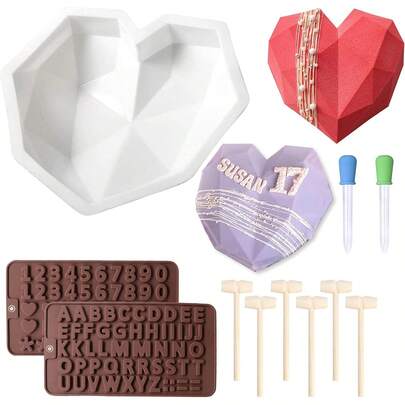 Chocolate Molds, Heart Shaped Chocolate Molds, Fragile Heart Shaped Molds, Numeric & Alphabetic Molds, Suitable For Cake Decorating And Candy Making - Fit For Various Holidays