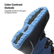 Boys' Camouflage Snow Boots, Water-Resistant Slip-Resistant Winter Shoes With Warm Faux Fur Lining, Mid-Calf Boot For Little & Big Kids - Màu xanh lam - Xem 7