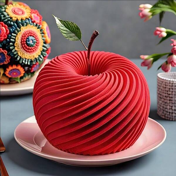 1 pieza Adorno de mesa de comedor en espiral con manzana navideña, moldes de vela hechos a mano de yeso y silicona, fácil de desmoldar y reutilizable.