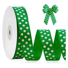 Cinta de grosgrán a lunares de 3/4 de pulgada, carrete de 25 yardas de cinta a lunares verdes y blancos para envolver regalos de Navidad, manualidades DIY, lazos para el cabello, decoración de bodas y fiestas, costura y decoración del hogar - Multicolor 1815 - Ver 1