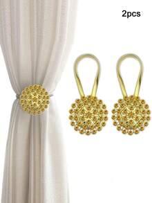 1pc/2pcs Crystal 3D Automatic Magnetic Self-Adhesive Curtain Tiebacks, Noble & Fashionable Quality Crystal Curtain Clips For Home Decor, Curtain Rope Tie Backs For Bedroom & Living Room, Magnetic Curtain Tiebacks No Drilling, Minimalist Curtain Clips - Multicolor - View 16