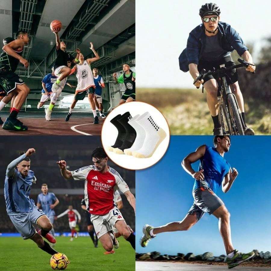 Calcetines para Hombre - 6 Calcetines de Ftbol y 6 Becerro Mangas Combinacin - Calcetas Deportivas Antideslizantes y Transpirables para Basquetbol, Beisbol, Running, Gym - inicial - Ver 1