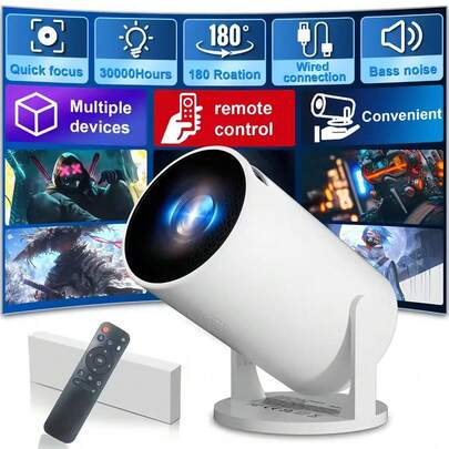XBJ Proyector de vídeo para exteriores con pantalla 4K: nuevo proyector con corrección automática de trapecio y puesta a punto manual. Versión del proyector para Android 11.0 y Bluetooth 5.0. Ideal para el cine en casa (proyector de cine), fácil de usar en la habitación. Ideal para proyectar el fondo de pantalla de Halloween y también para crear un ambiente navideño decorativo. ¡Miniproyectores compatibles con celulares!