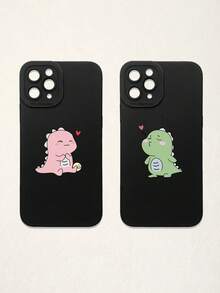 2pcs Minimalist Black Phone Cases, Dinosaur Phone Cases, Couple Phone Cases, Lens Protection Phone Cases, Compatible With IPhone & Galaxy, Phone Cases, Cases Compatible With IPhone 17 Pro Max, Covers, Cute Phone Cases, Compatible With IPhone 13 Case, Compatible With IPhone 15 Case, Phone Cases, Galaxy Phone Cases, Suitable As Birthday Gifts, Girlfriend, Boyfriend Or For Personal Use - Multicolor - View 36