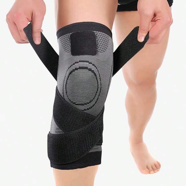 1 Stück verstellbare Knieschoner mit Riemen, Kompression Kniebandage Sport Kniestütze für Herren und Damen beim Laufen, Radfahren, Training und Fitnessstudio