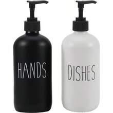 16 OZ Glass Soap Dispenser With Pump, Bathroom And Kitchen Soap Dispenser Set, Dish Soap Dispenser, Hand Soap, Bathroom Decor, Black Kitchen AccessoriesWhite White