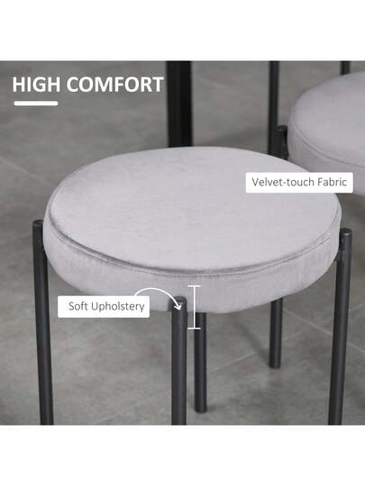 Pack Of Stackable Tables Chairs Kitchen Grijs Upholstered Seats Dining Room 41.5 46 Cm view 4