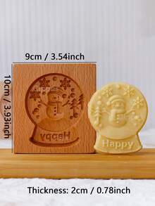 Cippes 1 Stück Holz-Keksform für Weihnachten, mit geschnitzten, geprägten 3D-Rentier-, Weihnachtsbaum- und Weihnachtsmann-Mustern, Küchenbackwerkzeuge, Fondant-Kuchen-Keks-Dekoration, DIY Keksausstecher-Formen - Aprikosenfarben - Übersicht 24