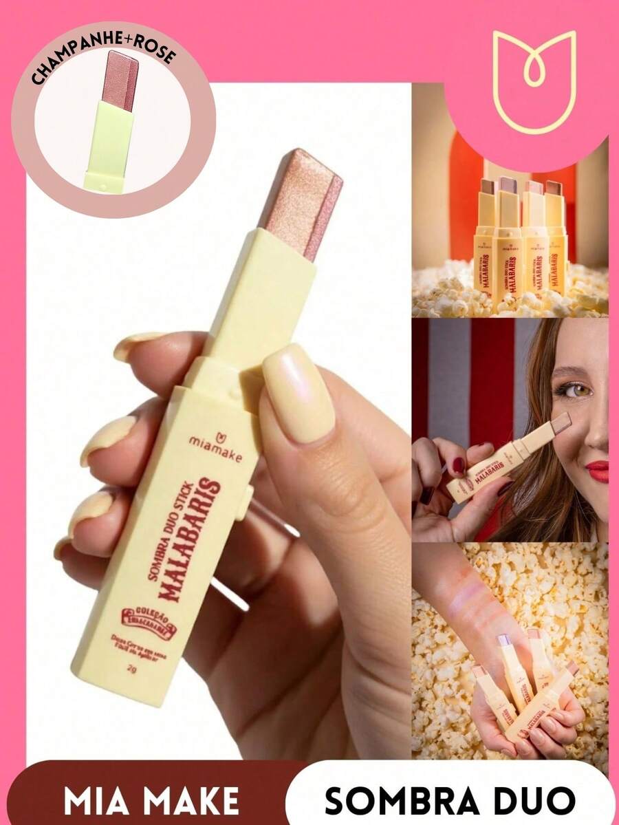 MIAMAKE MIA MAKE DUO STICK EYESHADOW MALABARIS - CHAMPAGNE + ROSE - View 1