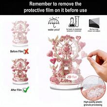 1/3/20 Stücke rosa Riesenrad Heißluftballon 2D flache Acryl Kristall Tischdekoration mit Liebe, Heim Mädchen Zimmer Dekoration Café, Restaurant, Büro Schreibtisch Dekoration, romantisches Jahrestags- oder Valentinstags-Geschenk, Badezimmer Dekoration und Accessoires