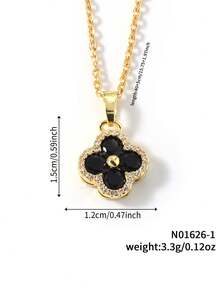 1pc Fashionable Minimalist Women's Zirconia Four-Leaf Clover Heart Necklace - Multicolor - View 13