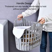 Foldable Laundry Basket For Home, Large Capacity Space-Saving Design, Portable Durable Thickened Moisture-Proof, Clothes/Plush Toy Storage, Fits Bathroom Bedroom Living Room, Easy Fold Organizer Basket - 高級灰色 - 查看 9