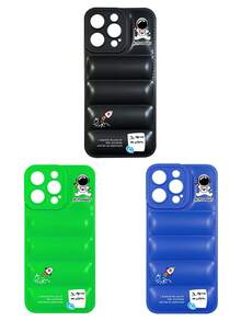 3 piezas Funda de teléfono acolchada minimalista de astronauta en 3D, compatible con iPhone, 17 Pro Max, cubiertas de funda de teléfono, funda de teléfono linda, compatible con iPhone 13/14/15/16/16 Plus/16 Pro Max - Multicolor - Ver 24