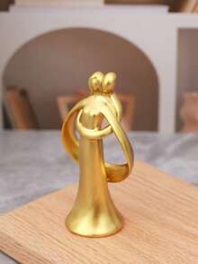 1件浪漫情侣树脂摆件 – 优雅的金色、黑色和白色爱情雕像，适合情人节家居装饰、婚礼礼物或餐桌摆件