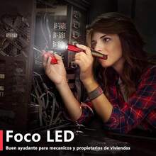 Linterna 4 en 1 con Luz Blanco, Rojo, UV y COB - Portatil, Recargable, Base IPX5 Magnética, para Detectar Orina de Mascotas, Sala de Conferencias, Camping - Rojo - Ver 5