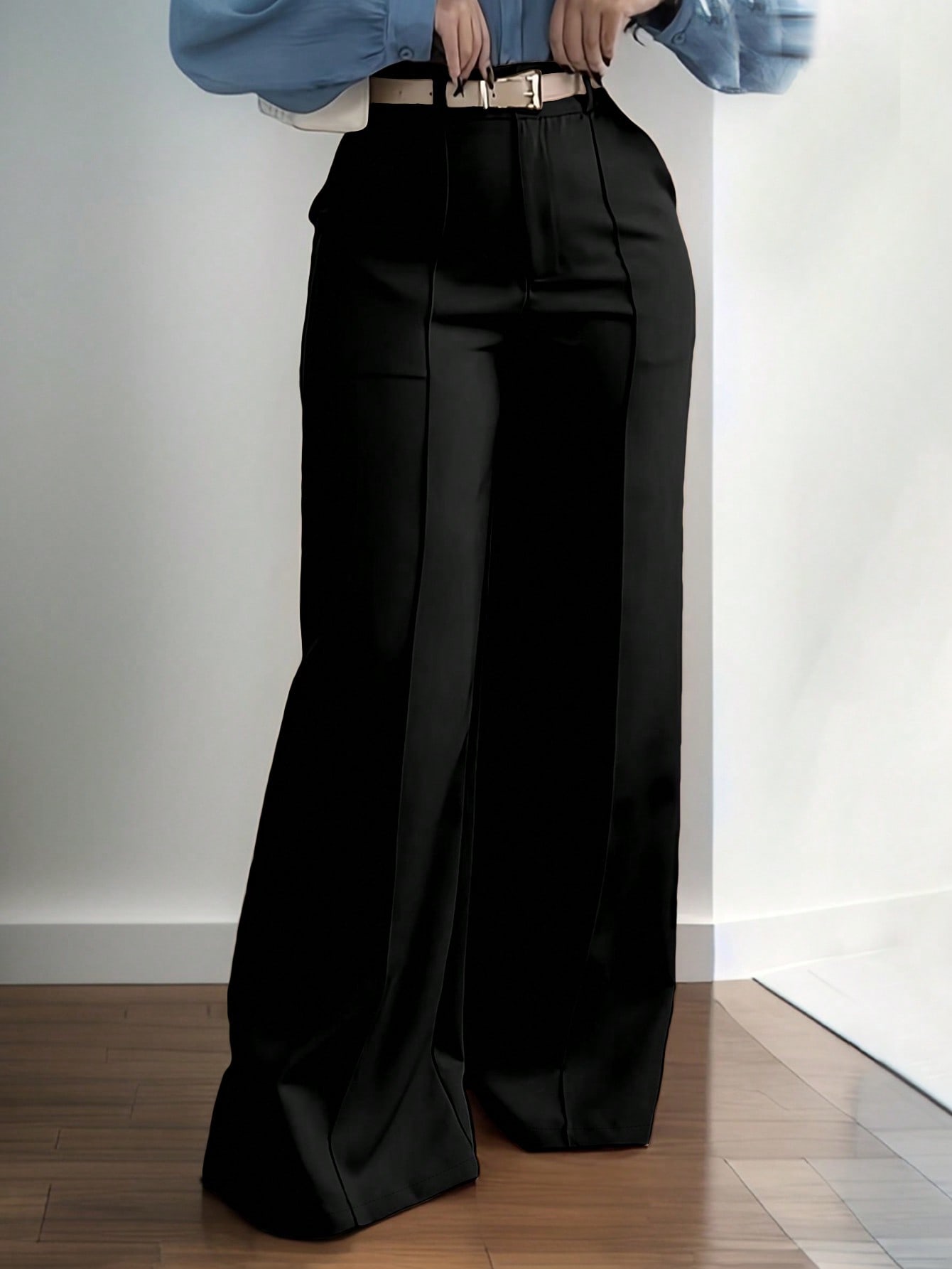 بنطلون بدون خصر أنيق وعملي للذهاب إلى العمل، بجيب...