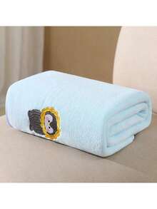 1 pieza Toalla de baño con capucha para bebé bordada con diseño de animal de dibujos animados, manta suave y absorbente para bebé, artículos de baño para bebé