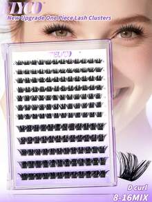 ELYCO 144pcs D Curl 12 Rows Thick & Curly Lashes, 0.07mm 8-16mm Mixed, Handmade Cluster Lashes, Soft & Delicate Single Cluster Curly Segmented DIY False Eyelashes, Long-Lasting Cartoon Lashes For Party, Gift For Women & Girls