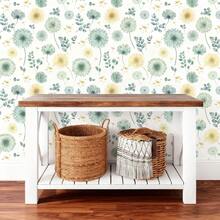 1卷优雅水彩蒲公英花卉自粘壁纸 - 即撕即贴，防水，可移除壁纸贴纸，北欧风格，适用于客厅、卧室、背景墙、橱柜、书架，适合租房者DIY装饰 - 彩色 - 查看 8