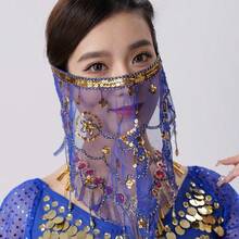 Véu de Rosto para Festa, Acessório de Máscara de Festival para Mulheres, Véu com Franjas de Lantejoulas Cintilantes, Cobertura para Dança do Ventre, Carnaval, Halloween, Fantasia de Natal Mascarada