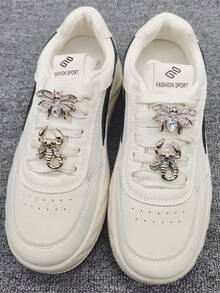 2pcs Punk Style Golden Resin Butterfly & Scorpion Shoelace Charms, Sparkling Rhinestone Swan Shoelace Buckles, DIY Accessories, Personalized Spider Shoe Clips Decor, Suitable For Women's Lace-Up Sneakers & Boots, Christmas, Halloween, Valentine's Day, Birthday, Holiday Party Gifts (Shoes Not Included) - Multicolor - View 5