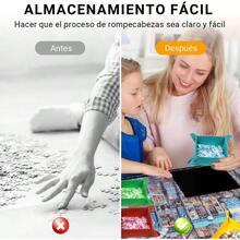 Tapete para Rompecabezas, Tapete Puzzle para 500 1000 1500 Piezas, Tapete de Rompecabezas Enrollable con Accesorios para Puzzles, Bandejas Clasificadoras, Puzzle Alfombrilla para Hogar Negro - inicial - Ver 5