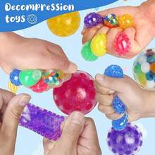 2/10/20/30/78个装减压球、指尖玩具、挤压球、小型感官球、手指挤压球、成人减压玩具、课堂奖励、派对礼品、生日礼物、礼品袋填充物，多种款式和颜色可选 - 水珠 - 查看 3