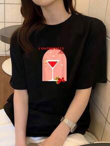 Camiseta con cóctel Cosmopolitan a juego para despedida de soltera - Negro - Ver 7