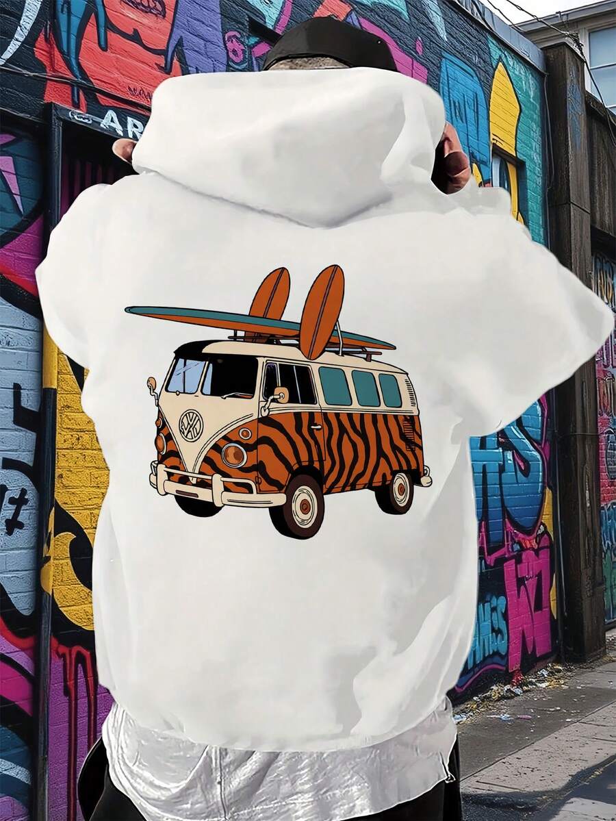Sudadera con capucha primavera y otoño, sudadera fina para hombres, ajuste holgado, cubre defectos, adecuada para hombres ligeramente gorditos - Blanco - Ver 1